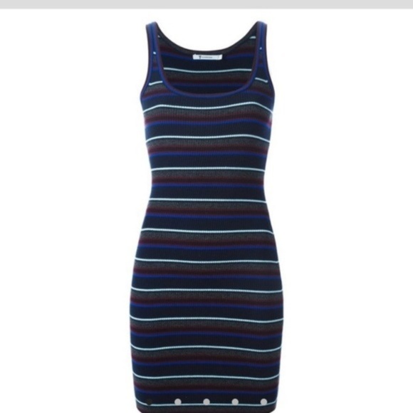T by Alexander Wang Striped Knit Tank Designer Dress - Picture 3 of 6